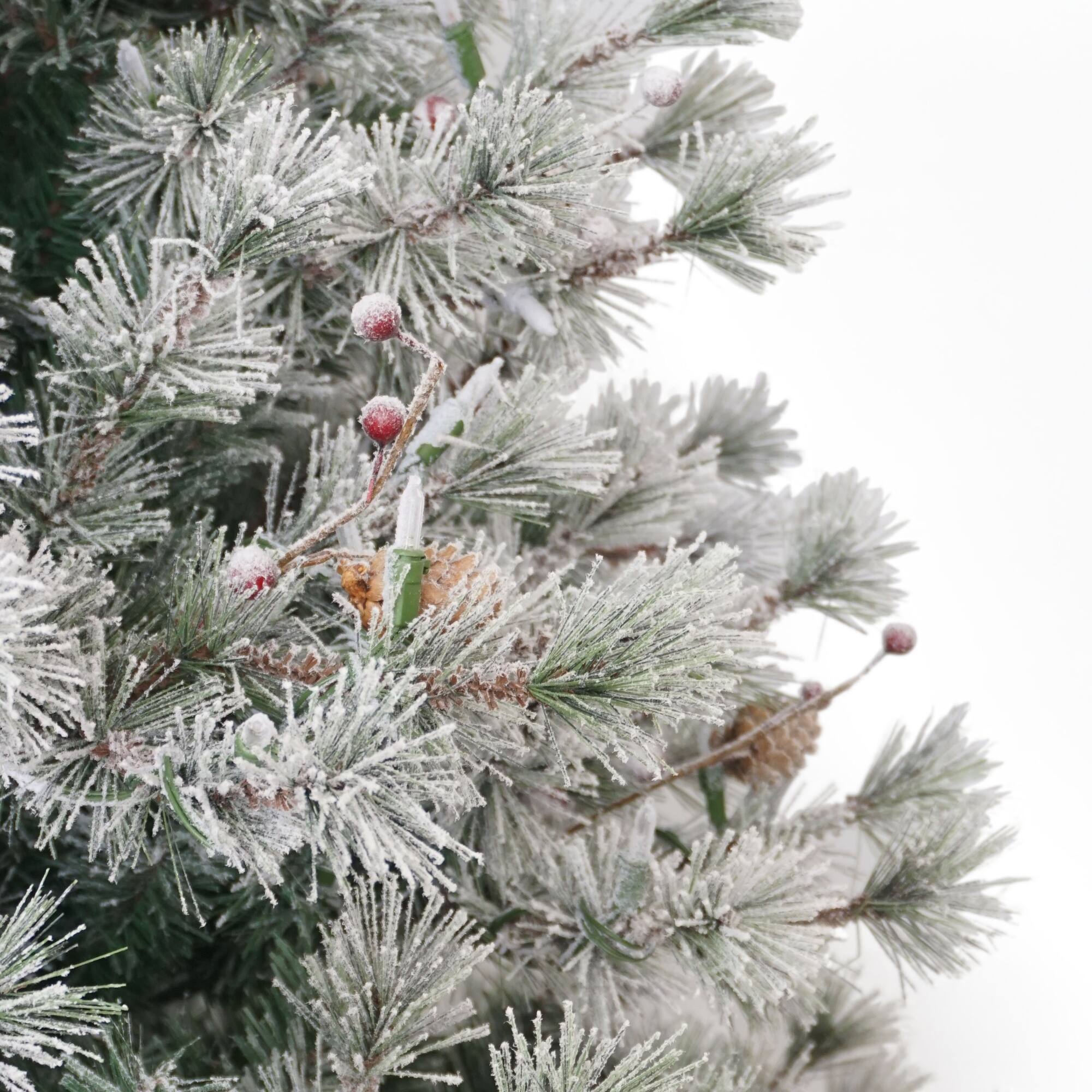 7.5ft. Pre-Lit Flocked Idaho Spruce Artificial Christmas Tree, Warm White Lights